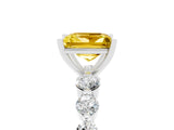 White gold Princess Cut Solitaire Yellow Sapphire Ring with Pave Band and Four-Prong Setting_29