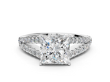 White gold Princess Cut Split Shank Pave Diamond Engagement Ring with Four-Prong Setting_28