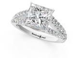 White gold Princess Cut Split Shank Pave Diamond Engagement Ring with Four-Prong Setting_29