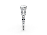 Silver 2.07 Carat F VS1 Princess Diamond Split Shank Pavé Engagement Ring with Four-Prong Setting