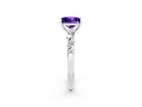 White gold Princess Cut Tanzanite Cluster Side Stone Solitaire Ring with Prong Setting_26