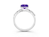 White gold Princess Cut Tanzanite Cluster Side Stone Solitaire Ring with Prong Setting_27