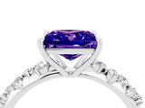 White gold Princess Cut Tanzanite Cluster Side Stone Solitaire Ring with Prong Setting_28