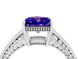 White gold Princess Cut Tanzanite Engagement Ring with Milgrain Channel Set Band and Prong Setting_4