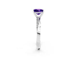 White gold Princess Cut Tanzanite Engagement Ring with Side Stone Accents and Four-Prong Setting_53