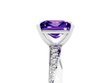 White gold Princess Cut Tanzanite Engagement Ring with Side Stone Accents and Four-Prong Setting_56