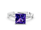 White gold Princess Cut Tanzanite Engagement Ring with Side Stone Accents and Four-Prong Setting_60
