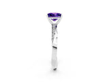 White gold Princess Cut Tanzanite Engagement Ring with Side Stone Accents and Four-Prong Setting_62
