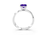 White gold Princess Cut Tanzanite Engagement Ring with Side Stone Accents and Four-Prong Setting_63