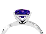 White gold Princess Cut Tanzanite Engagement Ring with Side Stone Accents and Four-Prong Setting_64
