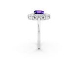 White gold Princess Cut Tanzanite Floral Double Halo Engagement Ring with Prong Setting_38