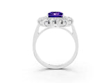White gold Princess Cut Tanzanite Floral Double Halo Engagement Ring with Prong Setting_39