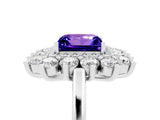 White gold Princess Cut Tanzanite Floral Double Halo Engagement Ring with Prong Setting_41