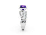 White gold Princess Cut Tanzanite Halo Ring with Round Split Shank and Prong Setting_62