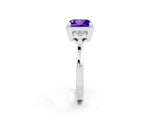 White gold Princess Cut Tanzanite Halo Ring with Tapered Band and Four-Prong Setting_2