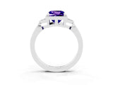 White gold Princess Cut Tanzanite Halo Ring with Tapered Band and Four-Prong Setting_3