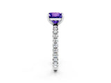 White gold Princess Cut Tanzanite Pavé Solitaire Ring with Round Band and Prong Setting_38