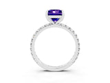 White gold Princess Cut Tanzanite Pavé Solitaire Ring with Round Band and Prong Setting_39