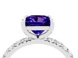 White gold Princess Cut Tanzanite Pavé Solitaire Ring with Round Band and Prong Setting_40