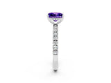 White gold Princess Cut Tanzanite Pave Band Solitaire Ring with Four-Prong Setting_26