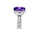 White gold Princess Cut Tanzanite Pave Band Solitaire Ring with Four-Prong Setting_29