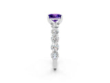 White gold Princess Cut Tanzanite Prong Setting with Side Stones on a Pave Band_2