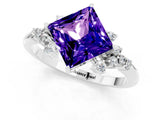 White gold Princess Cut Tanzanite Ring with Side Stones and Four-Prong Setting_37