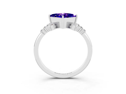 White gold Princess Cut Tanzanite Ring with Side Stones and Four-Prong Setting_39