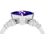 White gold Princess Cut Tanzanite Ring with Side Stones and Four-Prong Setting_40