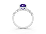 White gold Princess Cut Tanzanite Scattered Round Accent Ring with Prong Setting_27
