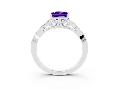 White gold Princess Cut Tanzanite Solitaire Celtic Knot Ring with Four-Prong Setting_15