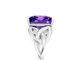 White gold Princess Cut Tanzanite Solitaire Celtic Knot Ring with Four-Prong Setting_17