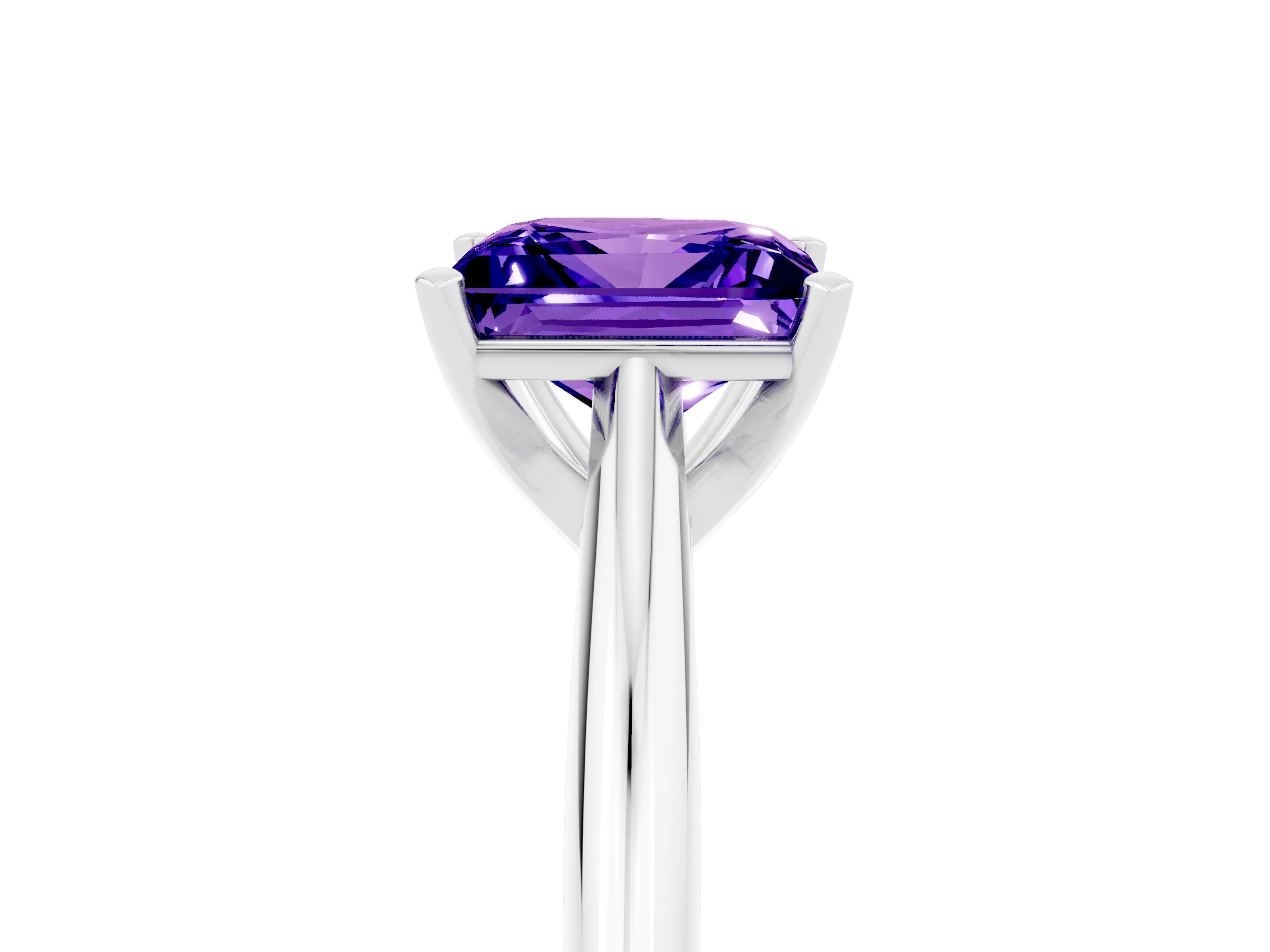 White gold Princess Cut Tanzanite Solitaire Engagement Ring with Cathedral Setting and Four-Prong Mount_29