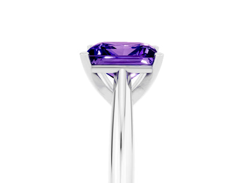 White gold Princess Cut Tanzanite Solitaire Engagement Ring with Cathedral Setting and Four-Prong Mount_29