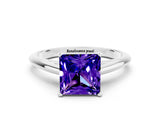 White gold Princess Cut Tanzanite Solitaire Engagement Ring with Cathedral Setting and Four-Prong Mount_90