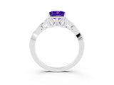 White gold Princess Cut Tanzanite Solitaire Engagement Ring with Celtic Knot Band and Four-Prong Setting_3