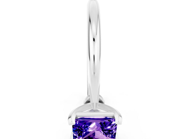 White gold Princess Cut Tanzanite Solitaire Engagement Ring with Classic Band and Four-Prong Setting
