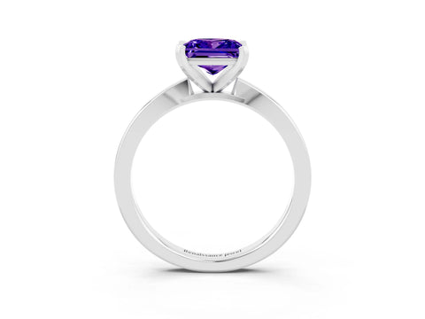 White gold Princess Cut Tanzanite Solitaire Engagement Ring with Classic Band and Four-Prong Setting_27