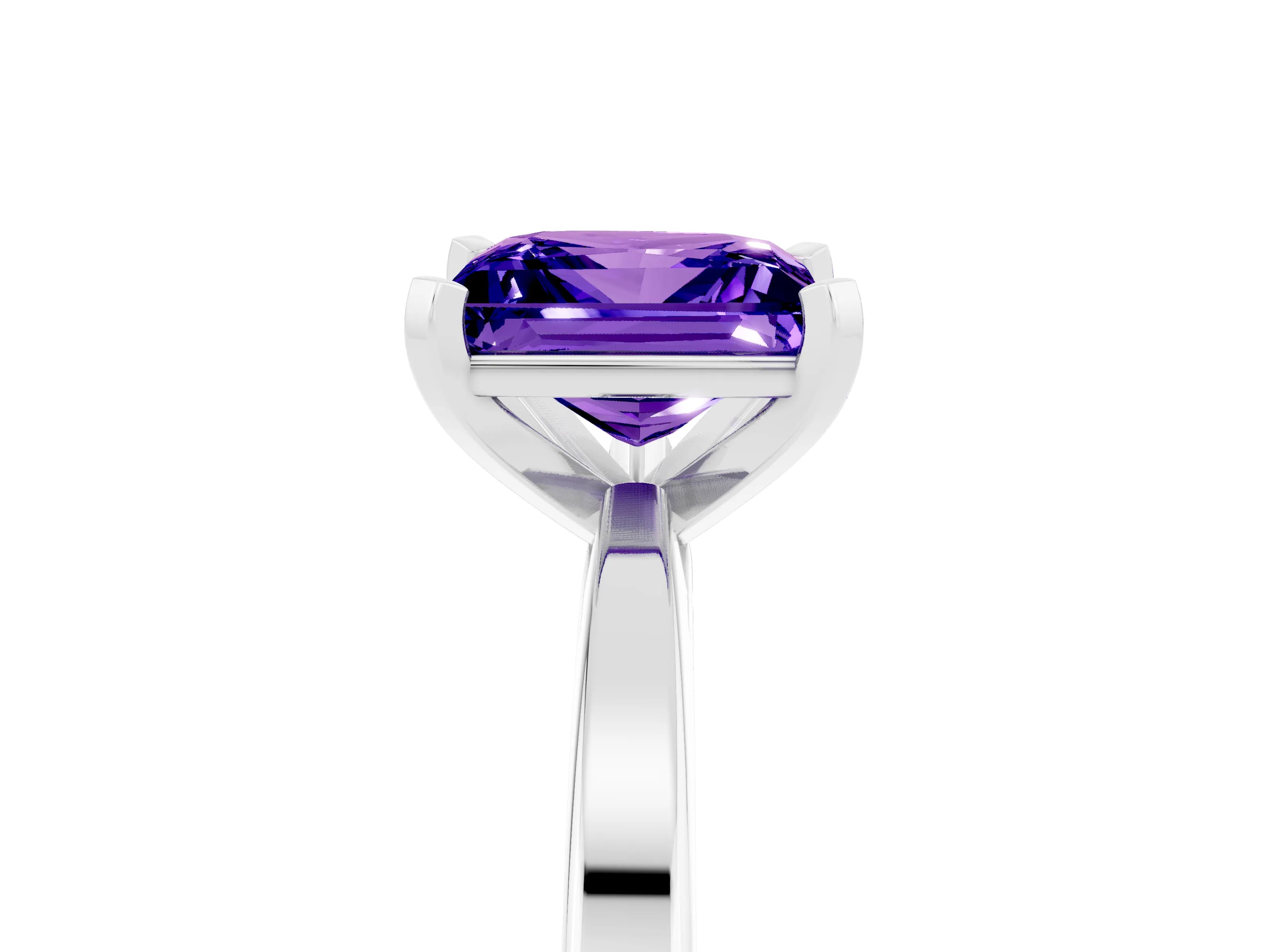 White gold Princess Cut Tanzanite Solitaire Engagement Ring with Classic Band and Four-Prong Setting_29