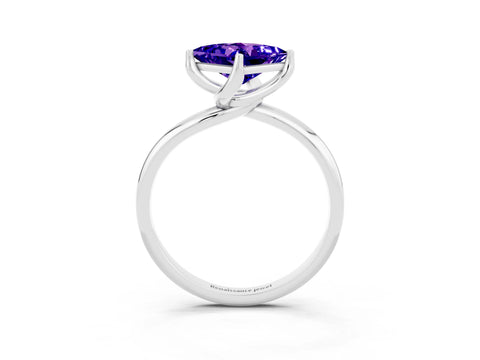 White gold Princess Cut Tanzanite Solitaire Engagement Ring with Four-Prong Setting and Classic Band_15