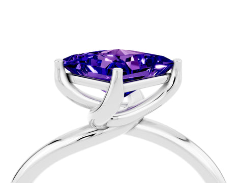White gold Princess Cut Tanzanite Solitaire Engagement Ring with Four-Prong Setting and Classic Band_16
