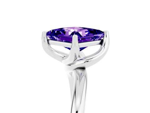 White gold Princess Cut Tanzanite Solitaire Engagement Ring with Four-Prong Setting and Classic Band_17