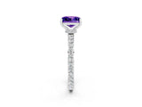 White gold Princess Cut Tanzanite Solitaire Engagement Ring with Pavé Band and Four-Prong Setting_2