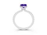 White gold Princess Cut Tanzanite Solitaire Engagement Ring with Pavé Band and Four-Prong Setting_3