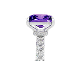 White gold Princess Cut Tanzanite Solitaire Engagement Ring with Pavé Band and Four-Prong Setting_5