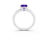 White gold Princess Cut Tanzanite Solitaire Engagement Ring with Round Band and Four-Prong Setting_3