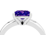 White gold Princess Cut Tanzanite Solitaire Engagement Ring with Round Band and Four-Prong Setting_4