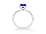 White gold Princess Cut Tanzanite Solitaire Pavé Band with Four-Prong Setting_3