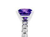 White gold Princess Cut Tanzanite Solitaire Pavé Engagement Ring with Round Band and Prong Setting_17