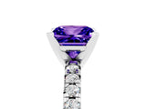 White gold Princess Cut Tanzanite Solitaire Pavé Engagement Ring with Round Band and Prong Setting_77